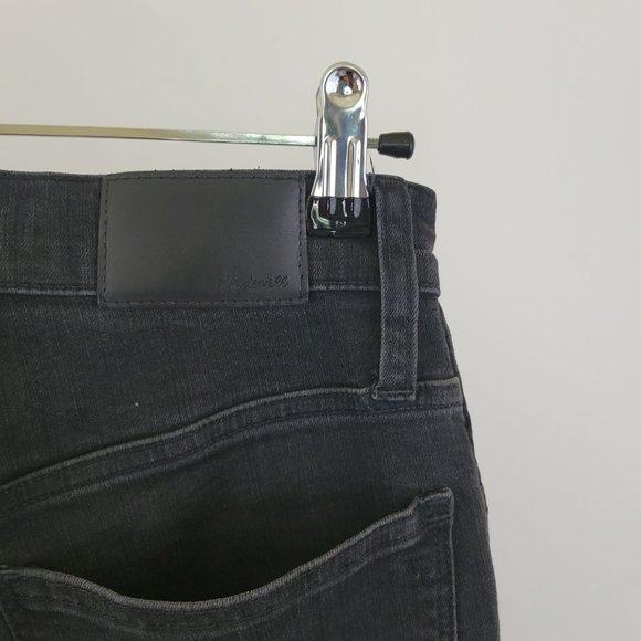 Madewell 10" High Rise Skinny Ankle Button Front Raw Hem Jean, Faded Black Grey - Picture 6 of 11